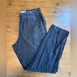 AMO Denim Pull On Slouch Washed Black Trouser Size Small